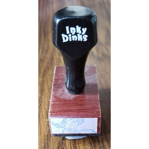 Little Girl Painting Inky Dinks Black Wood Handled Ink Stamp